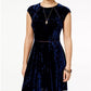 B. Darlin Women's Juniors Party Dress Crushed Velvet High Neck Blue Size 11/12