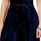 B. Darlin Women's Juniors Party Dress Crushed Velvet High Neck Blue Size 11/12