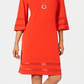 JM Collection Women's Mesh-Inset Sheath Dress Red Size Petite Small