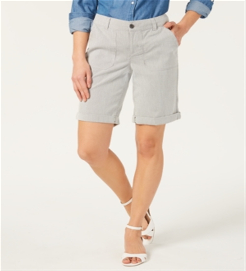 Charter Club Women's Utility Pocket Cuffed Shorts Gray Size 16