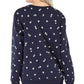 Karen Scott Women's Daisies Fleece Crewneck Top Blue Size X-Large
