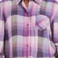 Style & Co Women's Plaid One Pocket Shirt Purple Size Medium