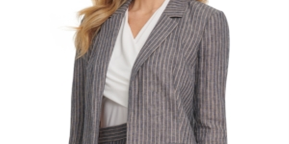 DKNY Women's Linen Striped Blazer Navy Size 6