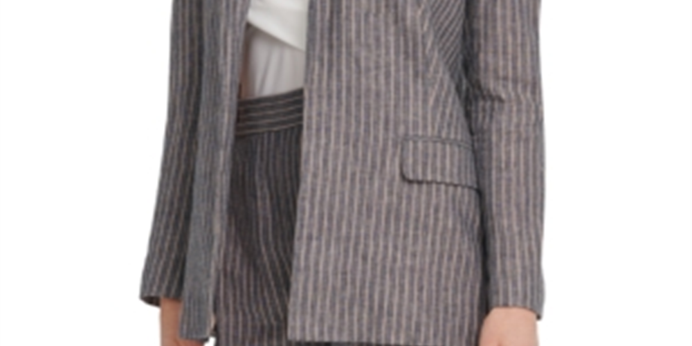 DKNY Women's Linen Striped Blazer Navy Size 6