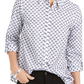 Charter Club Women's Button Down Dressy Blouse Gray Size X-Large