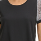 DKNY Women's Puff Sleeve Mixed Media Top  Black Size Large
