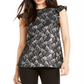 Michael Kors Women's Metallic Lace Flounce Blouse Black Size Medium