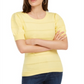 Maison Jules Women's Pointelle Puff Sleeves Sweater Yellow  Size L