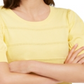 Maison Jules Women's Pointelle Puff Sleeves Sweater Yellow  Size L
