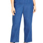Alfred Dunner Women's Classic Denim Pull-on Straight Leg Short Length Pants Navy Size 24W