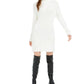 Bar III Women's Side zip Turtle Neck Short Sheath Dress White Size Large