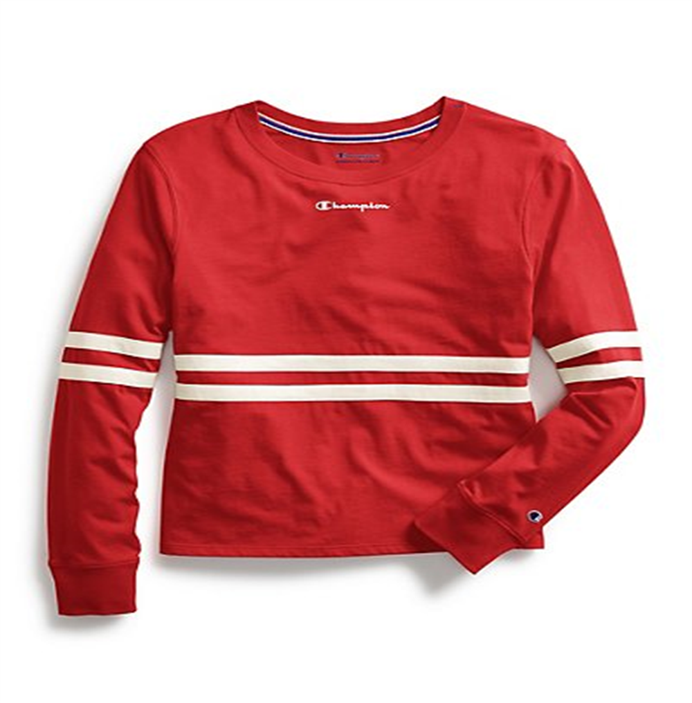 Champion Heritage Script Logo Womens Long Sleeve T-Shirt Red Size L