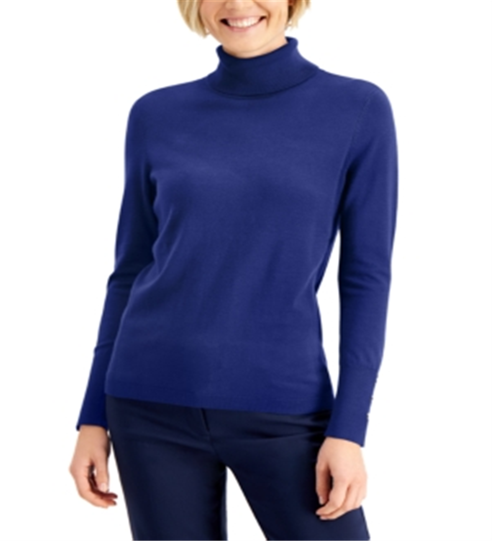 JM Collection Women's Turtleneck Sweater Blue Size X-Large