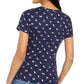 Karen Scott Women's Kitty Glitz Printed Henley Top Blue Size Medium
