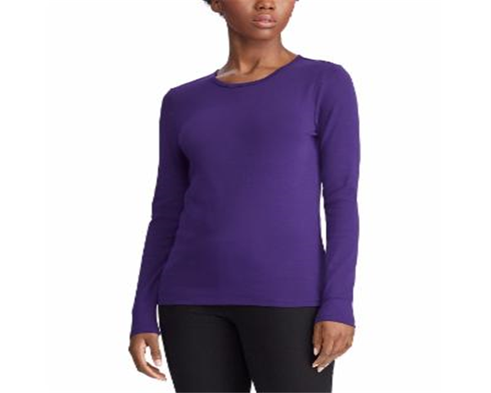 Ralph Lauren Women's Long Sleeve Stretch T-Shirt Purple Size Medium