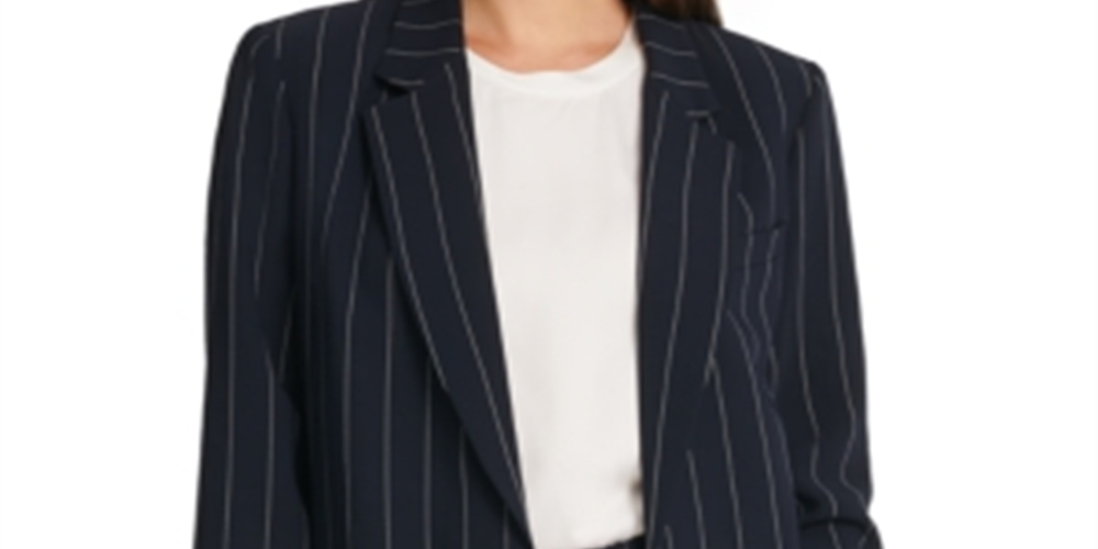 DKNY Women's Pinstripe Business Blazer Navy Size L