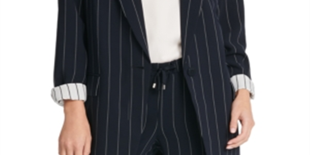 DKNY Women's Pinstripe Business Blazer Navy Size L