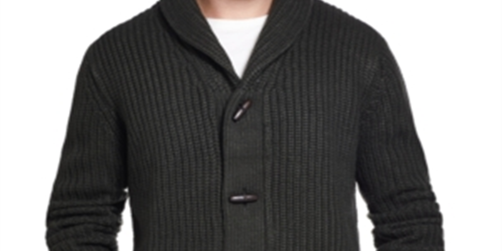 Weatherproof Vintage Men's Ribbed Cardigan Sweater Green Size Small