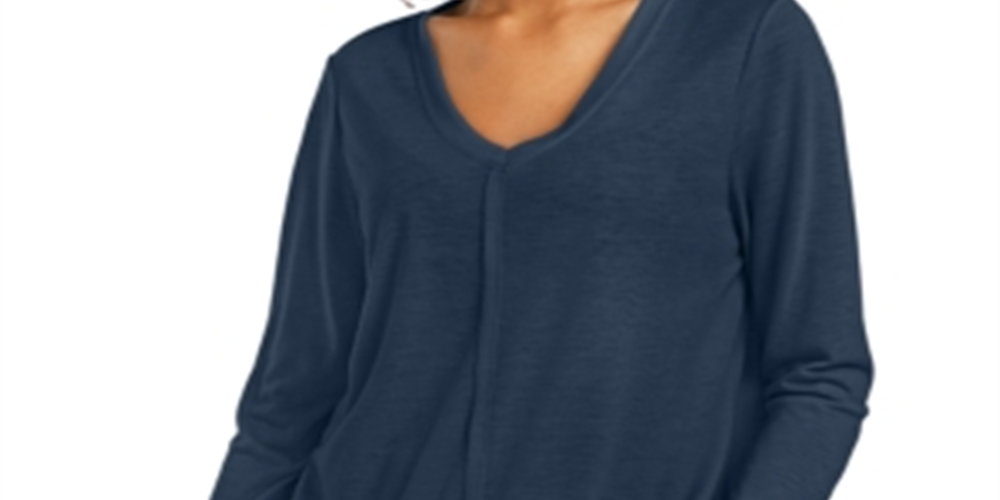 Style & Co Women's Seam Detail High Low Top Blue Size Small