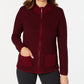 Karen Scott Women's Textured Zip Front Cardigan Red Size X-Small