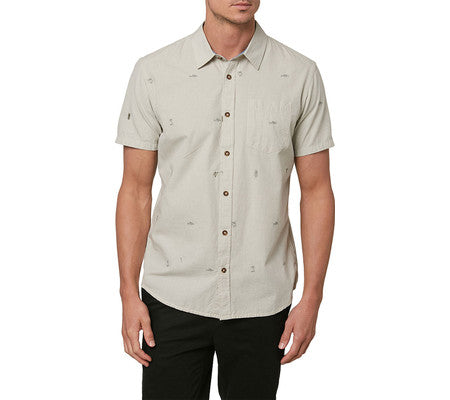 O'Neill Men's Reel Life Short Sleeve Button Down Shirt Brown Size Small