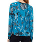 INC International Concepts Women's Printed Twist Top Blue Size Petite L