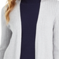 Maison Jules Women's Ribbed Open Cardigan Sweater Gray Size Large