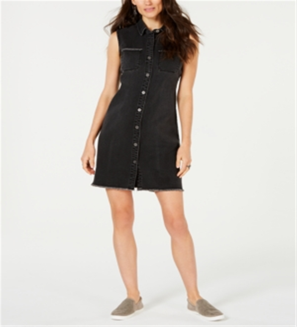 Style & Co Women's Denim Shirtdress Black Size 8