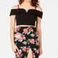 B.Darlin Women's Short Sleeve Off Shoulder Crop Top Black Size 1/2