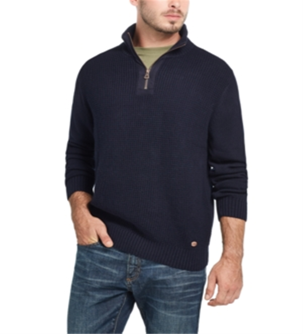 Weatherproof Vintage Men's Waffle Texture Quarter Zip Sweater Blue Size XX-Large