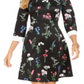 Pappagallo Women's Collared Botanical a-Line Dress Black Size 18