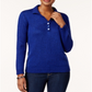Karen Scott Women's Point Collar Sweater Blue Size X-Small