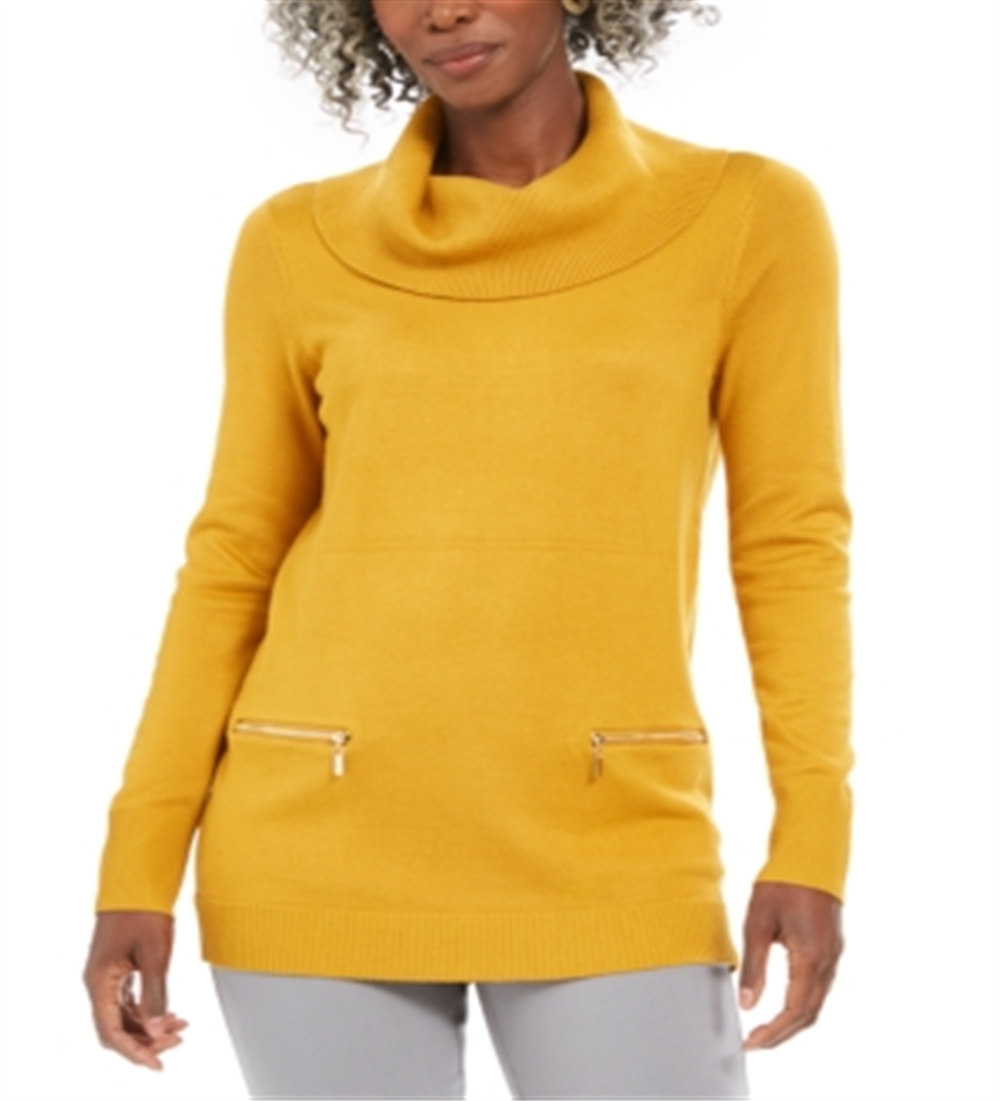 JM Collection Women's Cowl Neck Sweater Gold Size M