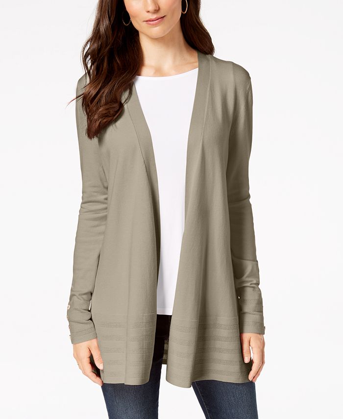Charter Club Women's Open Front Cardigan Beige Size Small