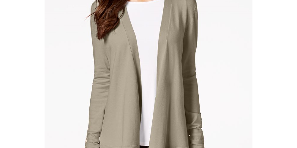 Charter Club Women's Open Front Cardigan Beige Size Small