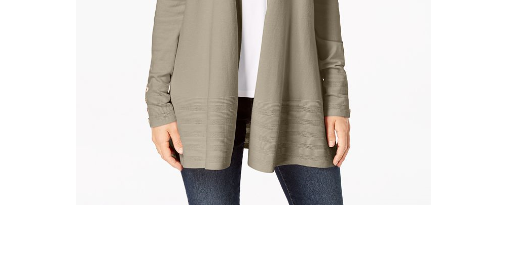 Charter Club Women's Open Front Cardigan Beige Size Small