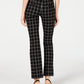 INC International Concepts Women's Windowpane Print Bootcut Pants Black Size 2