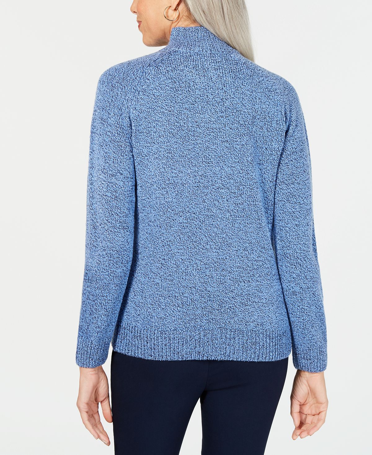 Karen Scott Women's Mock Neck Cable Knit Sweater Blue Size Petite X-Large