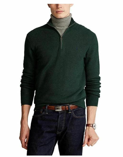 Polo Ralph Lauren Men's Cotton Quarter-Zip Sweater Green Size Medium