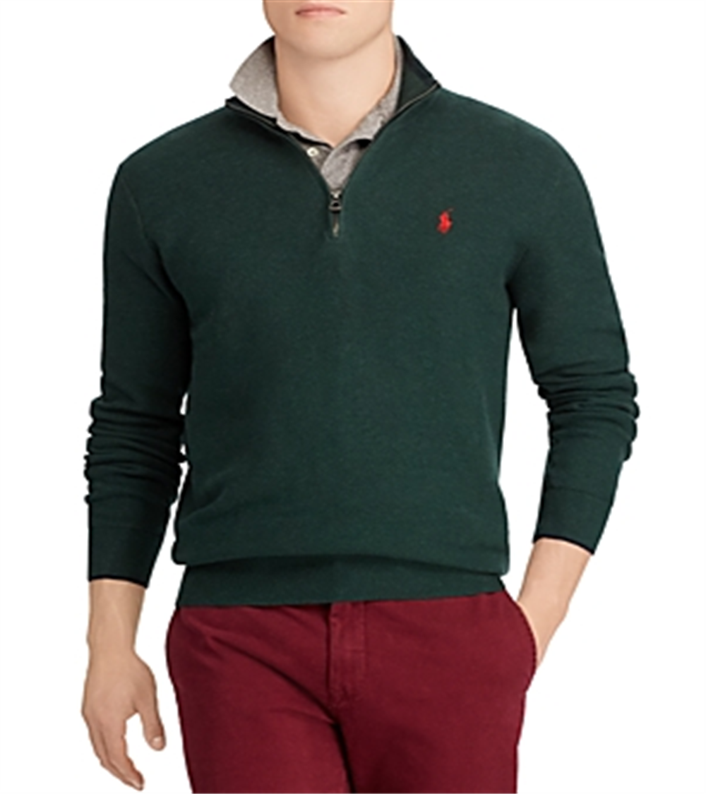Polo Ralph Lauren Men's Cotton Quarter-Zip Sweater Green Size Medium