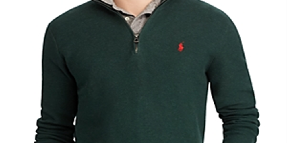 Polo Ralph Lauren Men's Cotton Quarter-Zip Sweater Green Size Medium