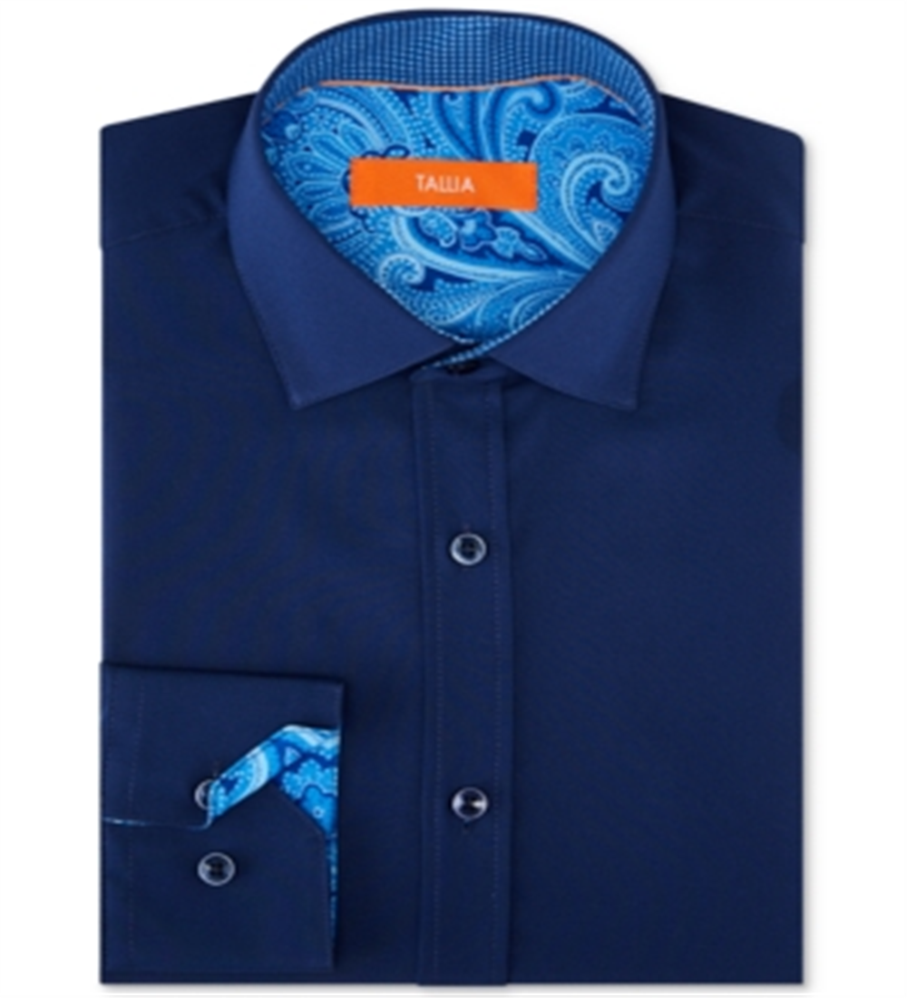 Tallia Men's Collared Dress Shirt Blue Size 34X35