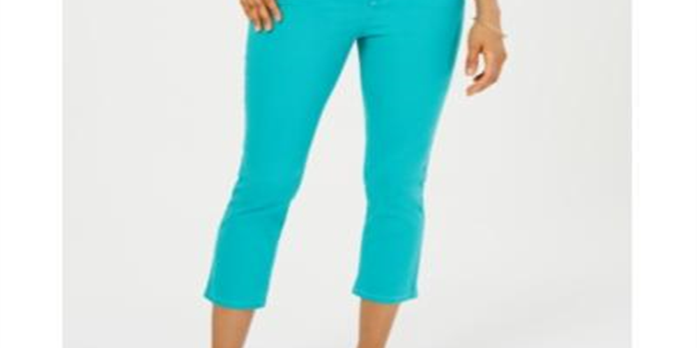 Charter Club Women's Tummy Control Bristol Capri Jeans Green Size 18