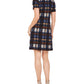 Jessica Howard Women's Cowl Neck Plaid Shift Dress Green Size 6P