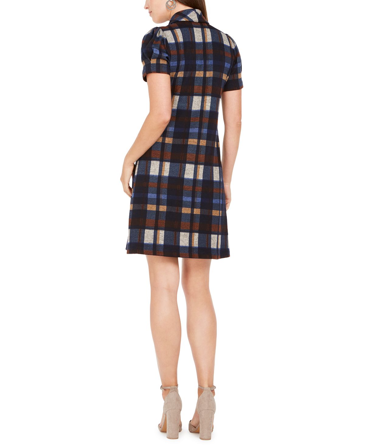Jessica Howard Women's Cowl Neck Plaid Shift Dress Green Size 6P
