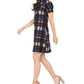 Jessica Howard Women's Cowl Neck Plaid Shift Dress Green Size 6P