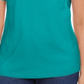 Karen Scott Women's Cotton Open Trim V Neck T-Shirt Green Size Small