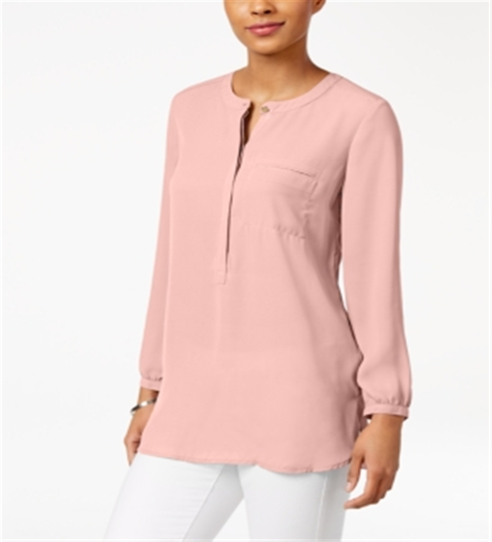 JM Collection Women's Pleated Back Blouse Pink Size Medium