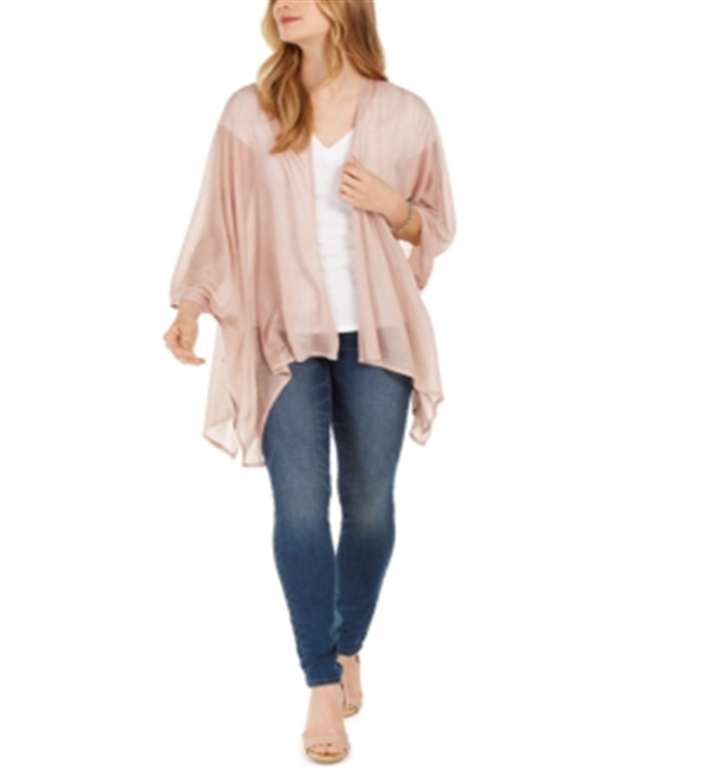 INC International Concepts Women's Knit Ruana Jaket Pink One size