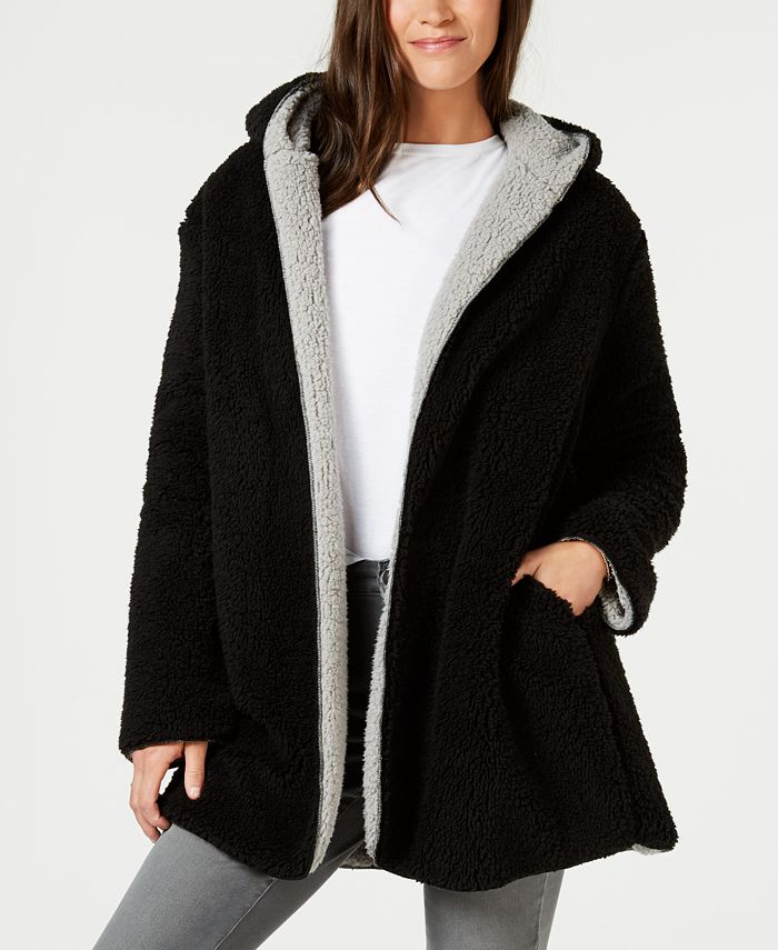 Style & Co Women's Reversible Faux Sherpa Jacket Beige Size Petite S
